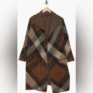 NWT Joseph A plaid cardigan size Large